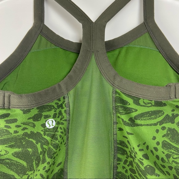 Lululemon Tank Leaf Allover Logo Print Green 4 - Picture 3 of 6